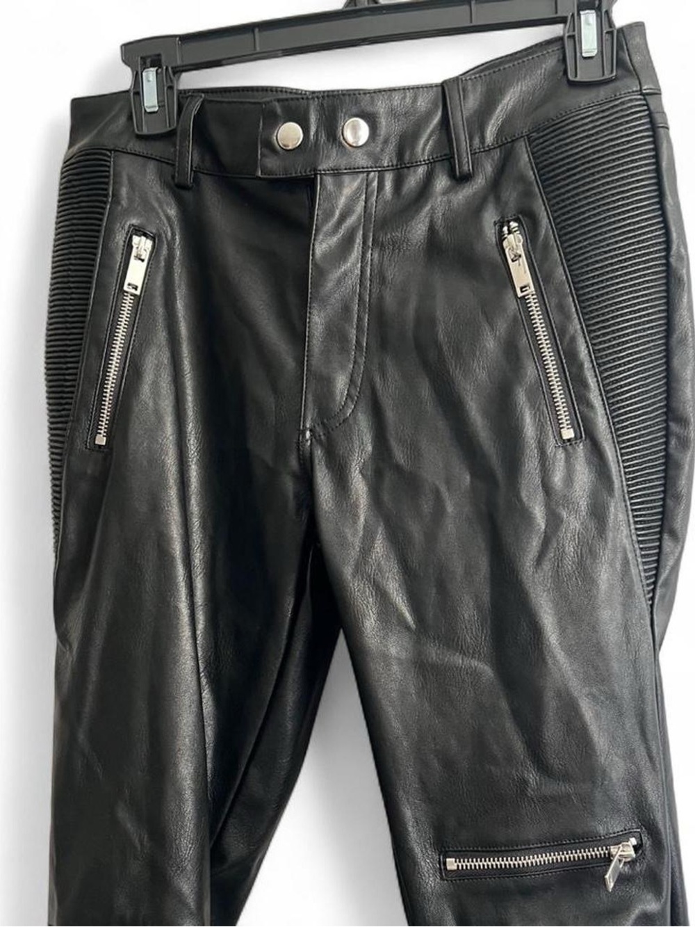 Women’s Black Faux Leather Moto Pants, Forever 21